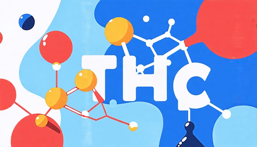 Diagram showing the molecular structure of tetrahydrocannabinol (THC)