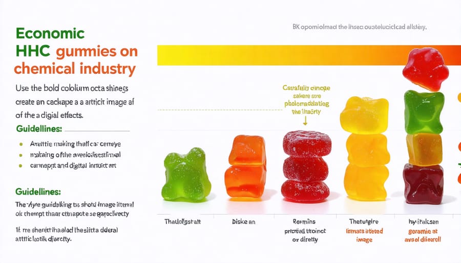 Graphical representation of the economic and market implications of HHC gummies within the chemical sector