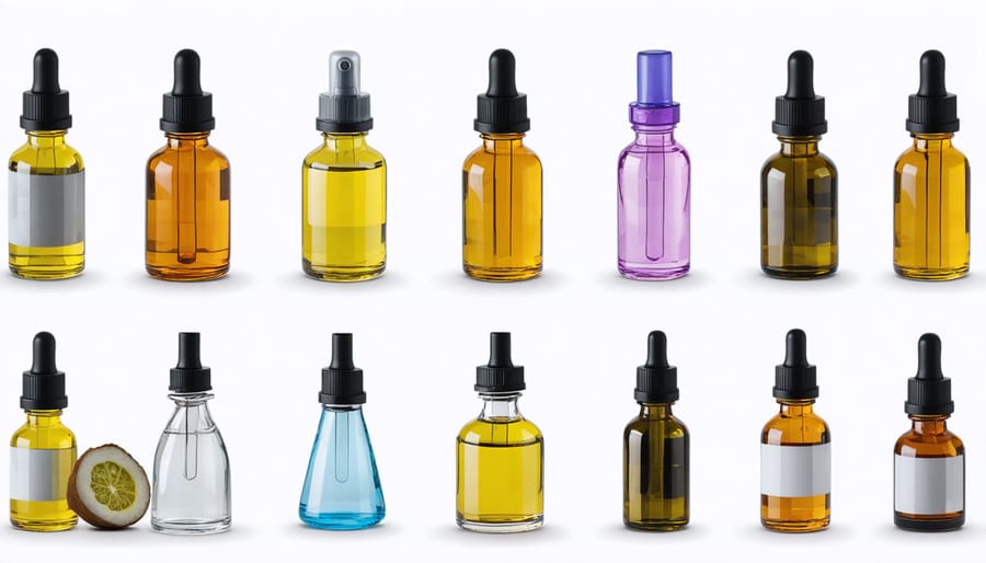 Selection of various vaping liquid bottles showing diverse brands and formulations